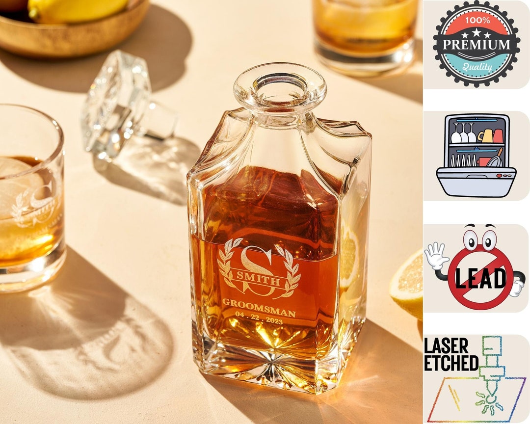 Personalized Whiskey Decanter Groomsmen Gift Best Mans Gift Etsy