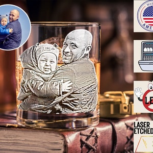Etched Picture Rocks Glass, Personalized Whiskey Glasses, Bourbon ...