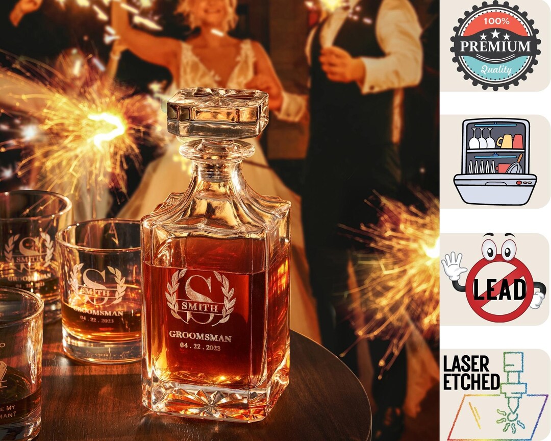 Whiskey Decanter Set Personalized, Wedding Gifts, Personalized Gifts for Dad, Barware Set ...