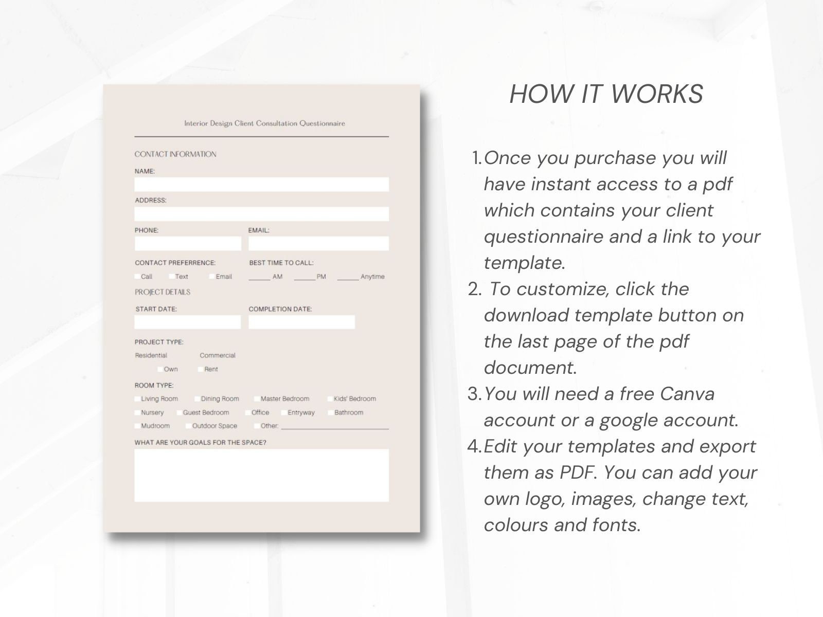 Client Questionnaire Canva Template Customizable Client - Etsy Canada