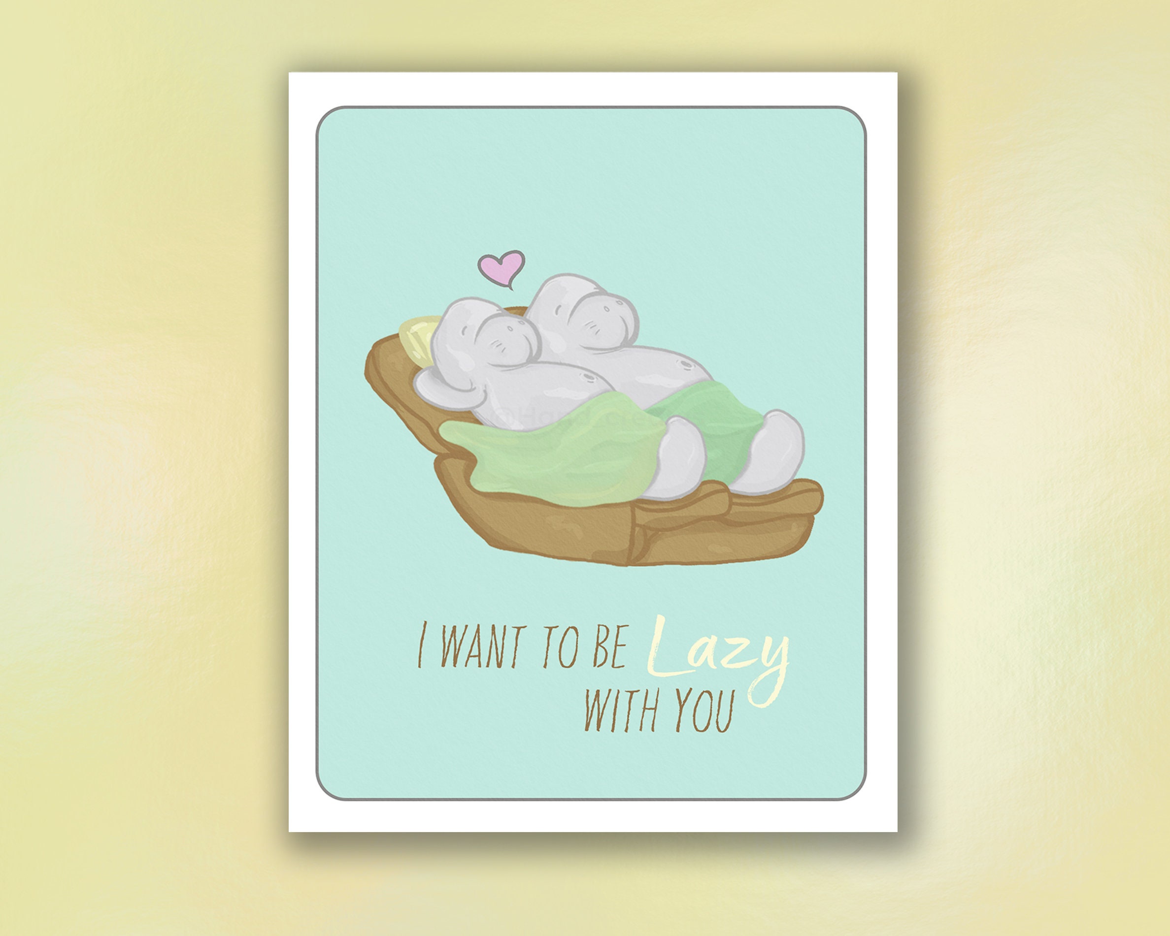 Printable Manatee Valentine's Day Card, Cute Manatee Card, Last Minute ...