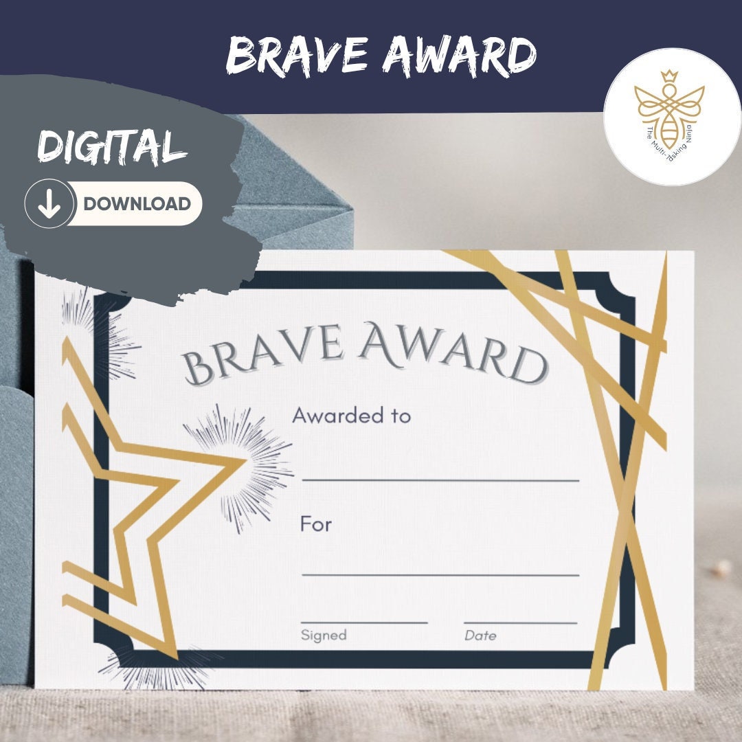 Brave Award, Certificate, Download Print, Encouragement, Celebrate ...