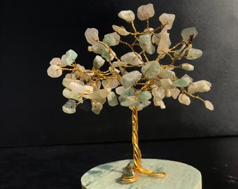 Green Jade Crystal Tree Of Life| Green jade plate base tree| Gift for Christma |Happy Stone Tree| Home and Room decor| Spiritual Office Desk