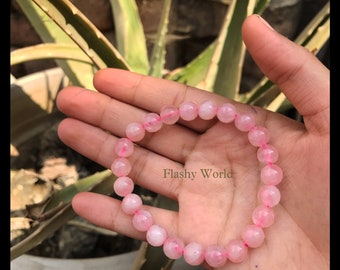 Natural Rose Quartz Bracelet, Elegant Quartz Bracelet , Love and Romance HEALING BRACELET, Round Beaded Bracelets For Best friend, Women