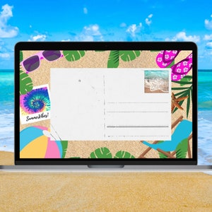 Sommer Vibes Postkarte, Sommer Postkarte, Dankeskarte, Geburtstagseinladung, Kinder Thank You, Strand Einladung, Beach Thank You Karte