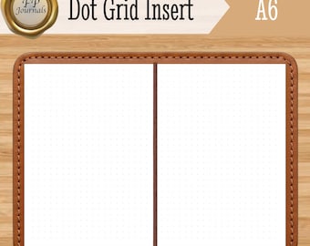 A6 Dot Grid Travelers Notebook Insert - Füllerfreundlicher, handgenähter Kraft Cover