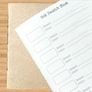 Carnet d'échantillons d'encres Kraft Travelers pour carnet de notes - A6 - Journal des encres - Convient aux stylos plume - Reliure cousue main