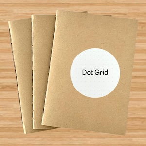 Dot Grid Travelers Notebook-inzetstuk - Vulpenvriendelijk papier - gestippeld A5 Kraft Travelers Notebook-inzetstuk, TN 64 gsm, handgestikte binding