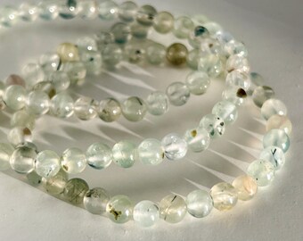 Prehnite Beaded Bracelet Natural Green Gemstone Jewelry Healing Crystal for Peace Protection and Clarity Handmade Gift for Her