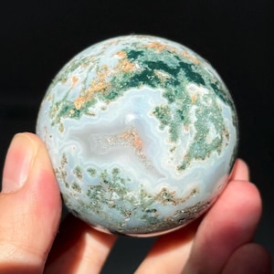 Druzy Moss Agate sphere, Moss Agate ball, Natural crystal sphere, mineral specimen crystal healing, AAA Grade quality moss agate green agate