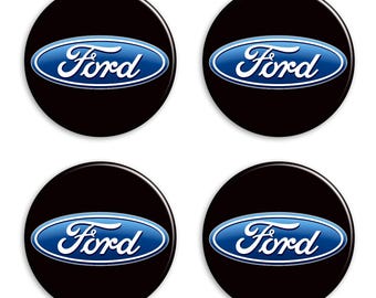 4 Resin Stickers for Ford Hubcaps - 3D Domed Resin Stickers - Set of 4 - Various Sizes from 20 to 100 mm