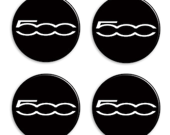 4 Resin Stickers for FIAT 500 Hubcaps - 3D Resin Domed Stickers - Set of 4 - Various Sizes from 20 to 100 mm