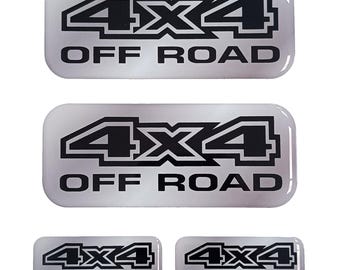 Resin Stickers 4 pcs. 4X4 OFF ROAD 3D stickers with silver effect dome for SUV Off-Road Cars