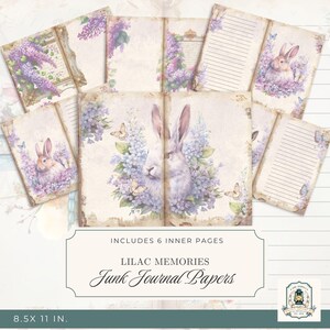 Vintage Lilac Bunny Junk Journal Kit: Printable Ephemera (Digital Download)