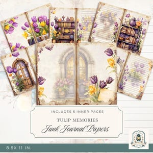 Vintage Tulip Junk Journal Kit: Printable Ephemera, Scrapbook Paper (Digital Download)