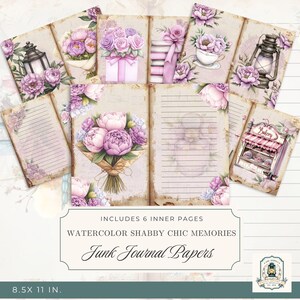 Shabby Chic Junk Journal Pages | Printable Junk Journal Kit | 11x8.5&quot; Digital Download |300 DPI | Shabby Chic Ephemera |Scrapbook Paper