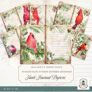 Kit de journal indésirable Summer Redbird : Cardinal Ephemera (téléchargement numérique, 11 x 8,5 pouces)