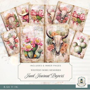 Western Junk Journal Kit: Boho Ephemera, Scrapbook Paper (Digital Download 11x8.5&quot;)