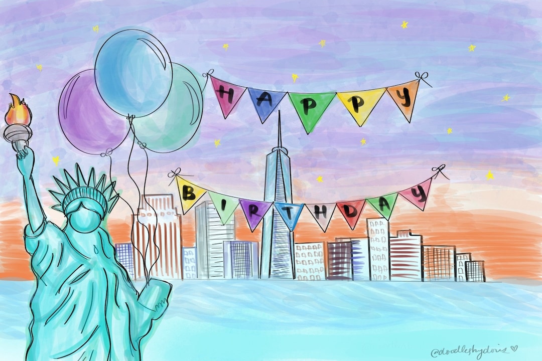 Happy Birthday New York Theme Design Etsy