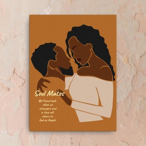 Soul Mates At First Sight Canvas Piece, Canvas Art, Black Art, Black Love, Wall Art, Religious Art, Soul Mates, Livingroom Art image 2