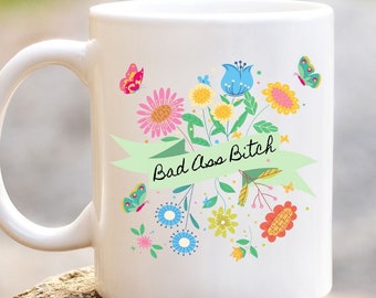 Funny Mug Bad Ass Bitch Mug pour Boss Babe Motivational Gift Funny Mug Gift for Boss Gift for Self Home Office Funny Mug Gift