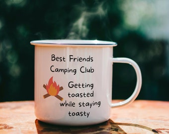 Tasse de Camping drôle meilleurs amis Camping Club émail Camping tasse émail tasse pour Camping métal Camping tasse se faire griller