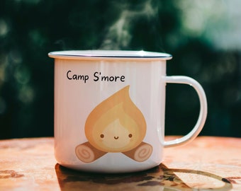 Tasse de camping en émail rétro pour enfants ou adultes Tasse de camping en émail S'more Tasse de camping mignonne S'mores Camp Mug Cadeau