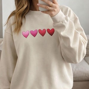 Ombre Valentine Heart Crewneck Sweatshirt | Heart Gradient Pullover | Valentines Day Shirt