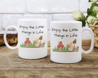 Gnome Coffee Mug Enjoy the Little Things in Life Mug Gift for Gnome Lovers Cute Gift Mug with Gnomes