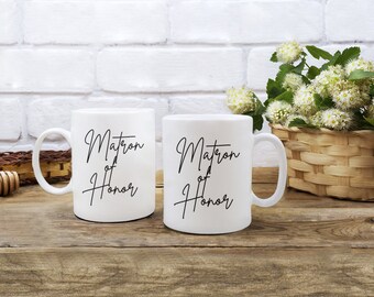 Matron of Honor Mug Gift for Wedding Day Mugs for Bridal Party Coordinated Bridal Mugs Idée cadeau de fiançailles