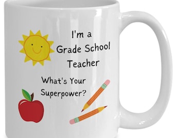 Tasse à café d’enseignant d’école primaire | Cadeau de l’enseignant de la rentrée scolaire | Cadeau de l’enseignant | Cadeau de fin d’année pour enseignant