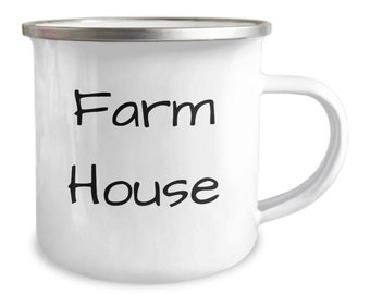 Tasse de maison de ferme en émail rétro Look vintage tasse de ferme tasses de location de vacances cadeau d'hôtesse de ferme