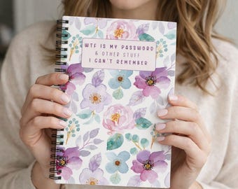 Password Book, Journal for Passwords, WTF Is My Password Watercolor Floral Spiral Notebook