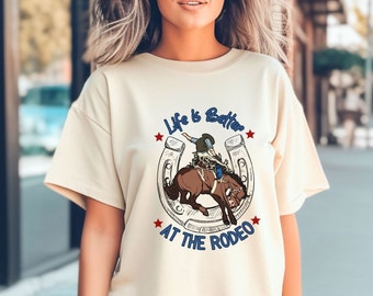 Retro Rodeo Shirt: Bucking Bronco Graphic Tee - Comfort Colors