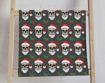 Skull Santa Hand Towel: Edgy Christmas Kitchen Decor