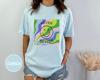 Retro Smiley Face Graphic Shirt - Comfort Colors Tee