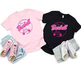 Kids I&#39;m A Barbell Girl Workout Shirt Barbell Girl Crossfit Shirt Weightlifting Shirt Gym Girl Shirt Cute Gym Shirt Youth Workout Shirt