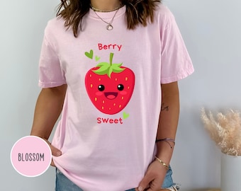 Shirt met aardbeiprint: Cottagecore Fruit-T-shirt - Comfort Colors®