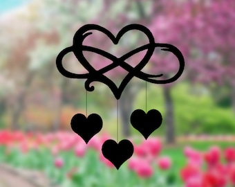 Infinity Heart Wind Chime: Steel Garden Decor Ornament