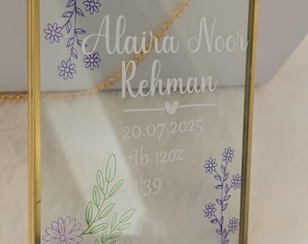 Personalised Gold Hanging Frame | Bedroom Decor | Nursery decor | Personalised gift for new baby | Baby girl name frame | Flower frame