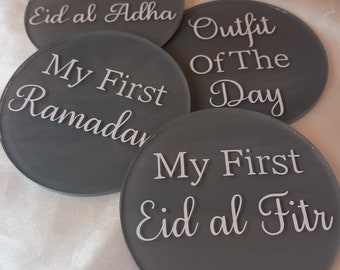 Islamic Milestones - Monthly Baby Milestone Discs - 12 Month Set Announcement - Newborn Photo Prop - Babies First Year