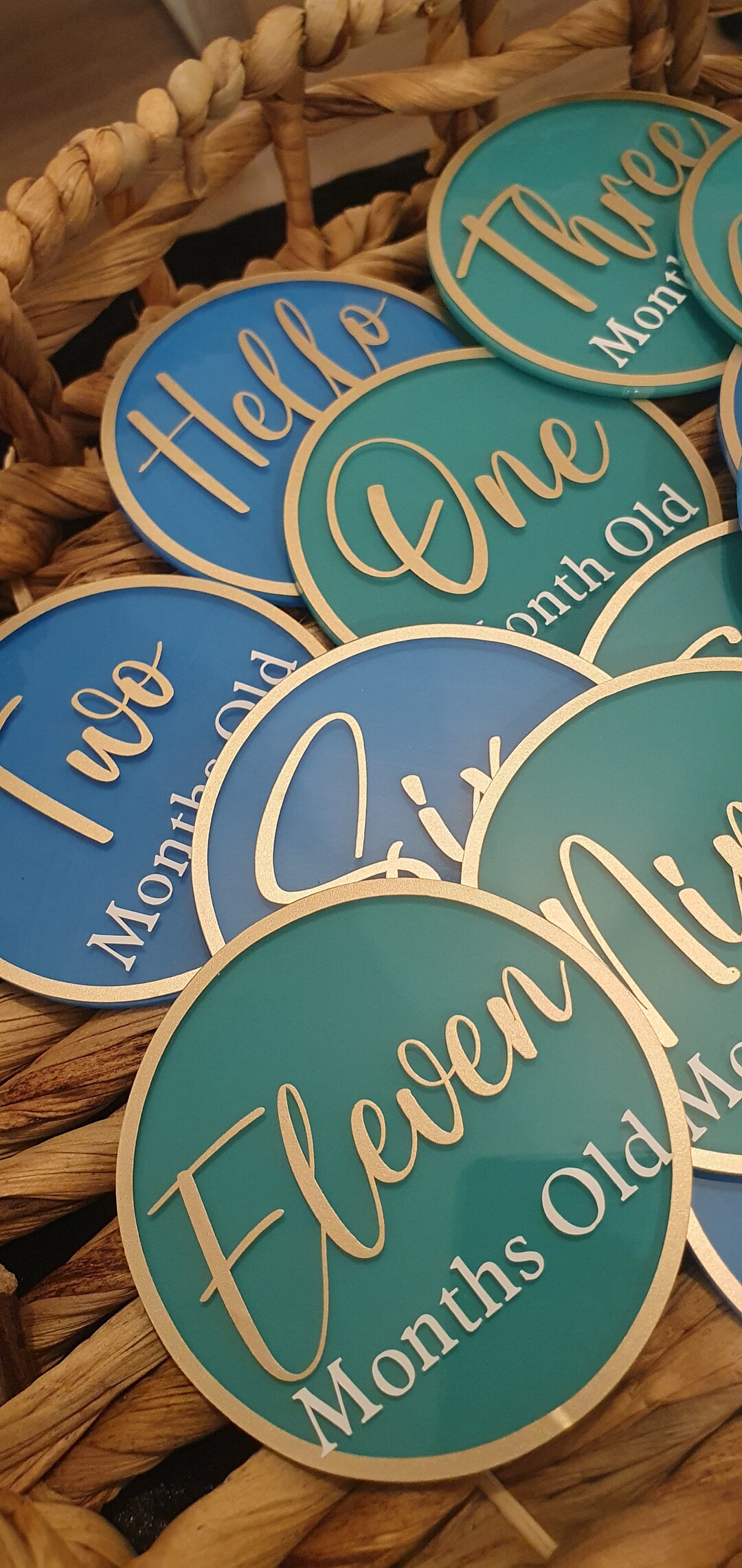 Acrylic Baby Milestone Rounds - Monthly Baby Milestone Discs - 12 Month ...