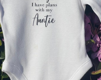 Sorry I have plans with my auntie baby vest | Customised baby vest | New Auntie Gift | Aunty | Personalised Baby Vest | Gift for new baby |