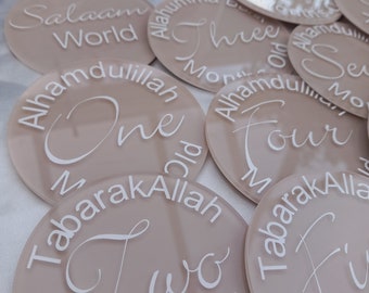 Islamic Acrylic Baby Milestone Discs: Newborn Photo Prop, 12 Month Set