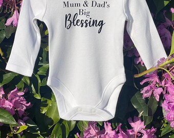 Mum and dad's big blessing | rainbow baby | Customised baby vest | New Auntie Gift | Aunty | Personalised Baby Vest | Gift for new baby |