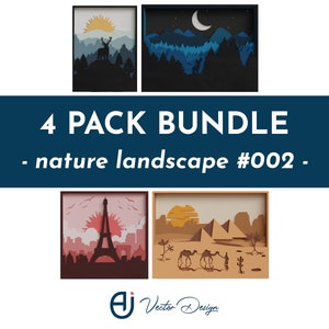 4 pack bundle | Nature landscape | With and without frames | Multi-layered laser | Laser svg, Files for cricut and silhouette | 3D bundle