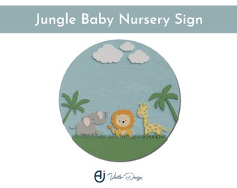 Jungle baby nursery sign | Safari animals | 3D multi-layer | Laser cut files | Laser cut template | Laser dxf | Laser svg