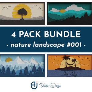 4 pack bundle | Nature landscape | With and without frames | Multi-layered laser | Laser svg, Files for cricut and silhouette | 3D bundle
