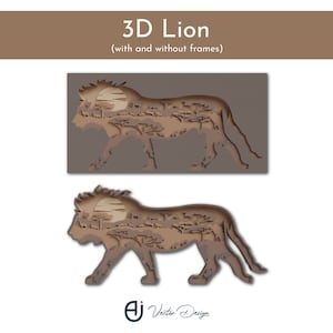 Lion&#39;s life | About the lion | With and without FRAMES | 3D multi-layer | Laser cut files | Laser cut template | Laser svg dxf