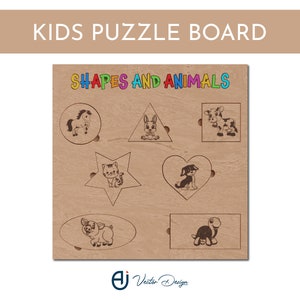 Tablero de rompecabezas para niños / Formas y animales / 3D multicapa / Archivos cortados por láser / Plantilla de corte láser / Laser dxf / Laser svg